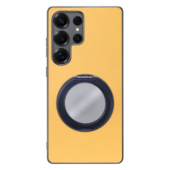 [ LOOF RING-SHELL (ミラー Ver.) ] Galaxy S25 Ultra SC-52F スマホケース 背面 ケース カバー ミラー付きスマホリング スタンド 本革 レザー 落下防止  [ Galaxy S25 Ultra ]