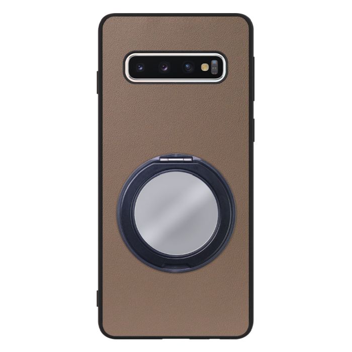 [ LOOF RING-SHELL (ミラー Ver.) ] Galaxy S10 SC-03L / SCV41 galaxys10 スマホケース 背面 ケース カバー ミラー付きスマホリング スタンド 本革 レザー 落下防止  [ Galaxy S10 ]
