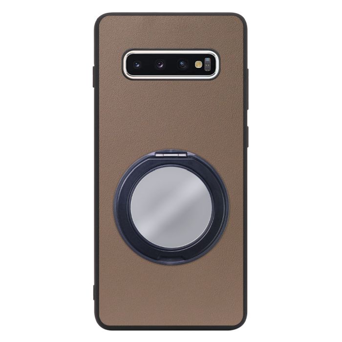 [ LOOF RING-SHELL (ミラー Ver.) ] Galaxy S10+ SC-04L / SCV42 s10plus s10 plus スマホケース 背面 ケース カバー ミラー付きスマホリング スタンド 本革 レザー 落下防止  [ Galaxy S10+ ]
