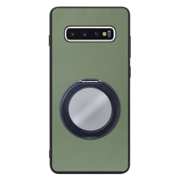 [ LOOF RING-SHELL (ミラー Ver.) ] Galaxy S10+ SC-04L / SCV42 s10plus s10 plus スマホケース 背面 ケース カバー ミラー付きスマホリング スタンド 本革 レザー 落下防止  [ Galaxy S10+ ]