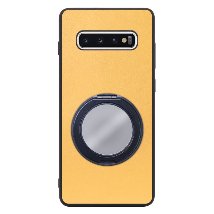 [ LOOF RING-SHELL (ミラー Ver.) ] Galaxy S10+ SC-04L / SCV42 s10plus s10 plus スマホケース 背面 ケース カバー ミラー付きスマホリング スタンド 本革 レザー 落下防止  [ Galaxy S10+ ]