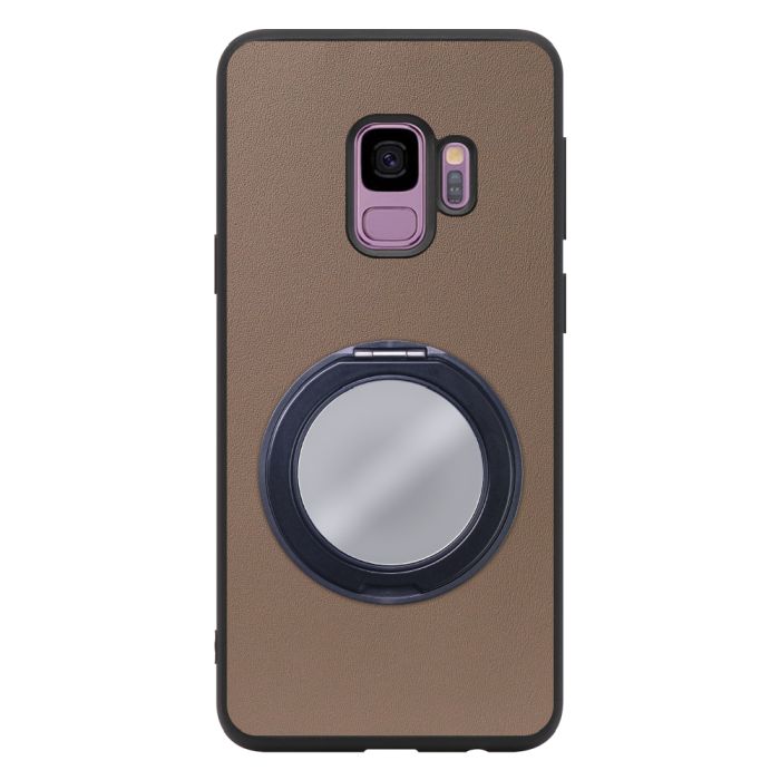 [ LOOF RING-SHELL (ミラー Ver.) ] Galaxy S9 SC-02K / SCV38 galaxys9 スマホケース 背面 ケース カバー ミラー付きスマホリング スタンド 本革 レザー 落下防止  [ Galaxy S9 ]