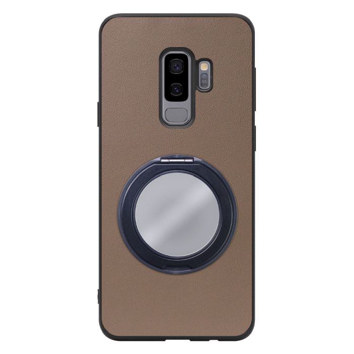 [ LOOF RING-SHELL (ミラー Ver.) ] Galaxy S9+ SC-03K / SCV39 s9plus s9 Plus スマホケース 背面 ケース カバー ミラー付きスマホリング スタンド 本革 レザー 落下防止  [ Galaxy S9+ ]