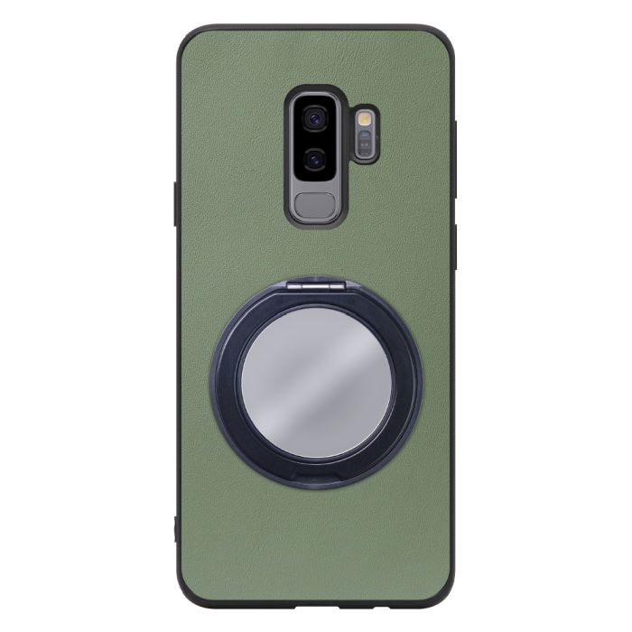 [ LOOF RING-SHELL (ミラー Ver.) ] Galaxy S9+ SC-03K / SCV39 s9plus s9 Plus スマホケース 背面 ケース カバー ミラー付きスマホリング スタンド 本革 レザー 落下防止  [ Galaxy S9+ ]