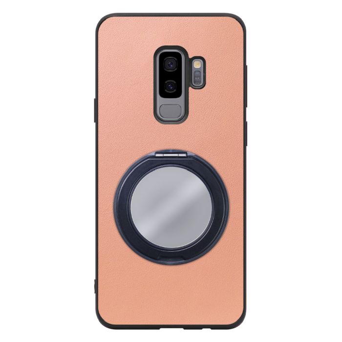 [ LOOF RING-SHELL (ミラー Ver.) ] Galaxy S9+ SC-03K / SCV39 s9plus s9 Plus スマホケース 背面 ケース カバー ミラー付きスマホリング スタンド 本革 レザー 落下防止  [ Galaxy S9+ ]