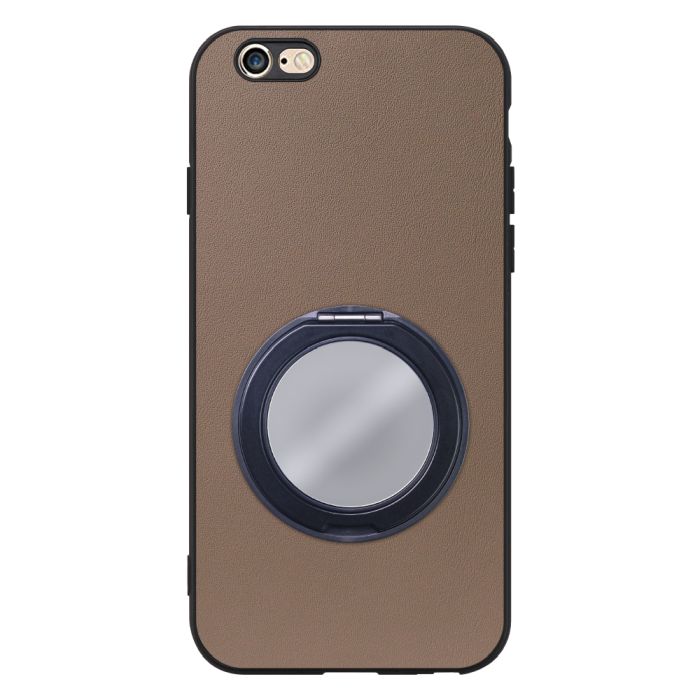 [ LOOF RING-SHELL (ミラー Ver.) ] iPhone 6 / 6s iphone6 iphone6s スマホケース 背面 ケース カバー ミラー付きスマホリング スタンド 本革 レザー 落下防止  [ iPhone 6 / 6s ]