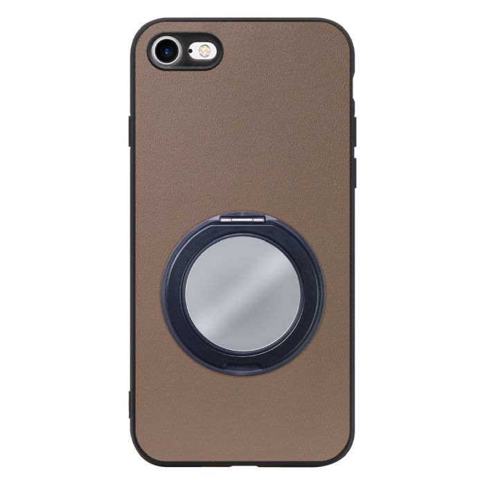 [ LOOF RING-SHELL (ミラー Ver.) ] iPhone 7 / 8 / SE (第2/3世代) iphone7 iphone8 iphonese se2 se3 スマホケース 背面 ケース カバー ミラー付きスマホリング スタンド 本革 レザー 落下防止  [ iPhone 7 / 8 / SE (第2/3世代) ]