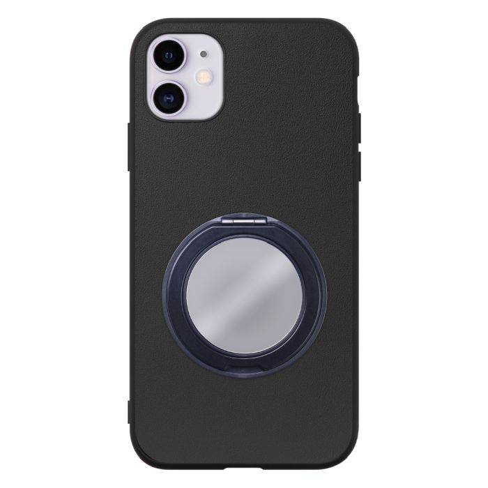 [ LOOF RING-SHELL (ミラー Ver.) ] iPhone 11 iPhone11 スマホケース 背面 ケース カバー ミラー付きスマホリング スタンド 本革 レザー 落下防止  [ iPhone 11 ]