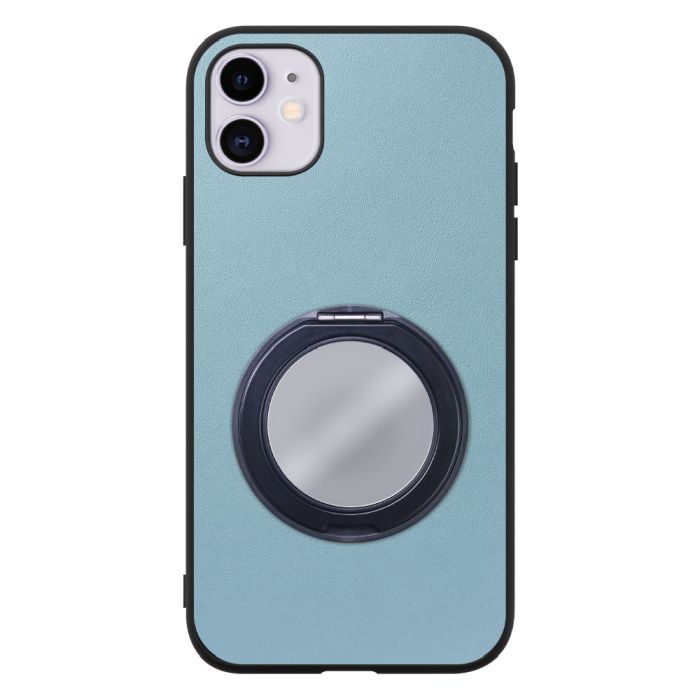 [ LOOF RING-SHELL (ミラー Ver.) ] iPhone 11 iPhone11 スマホケース 背面 ケース カバー ミラー付きスマホリング スタンド 本革 レザー 落下防止  [ iPhone 11 ]