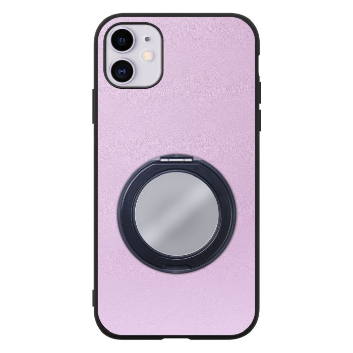 [ LOOF RING-SHELL (ミラー Ver.) ] iPhone 11 iPhone11 スマホケース 背面 ケース カバー ミラー付きスマホリング スタンド 本革 レザー 落下防止  [ iPhone 11 ]