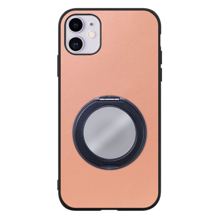 [ LOOF RING-SHELL (ミラー Ver.) ] iPhone 11 iPhone11 スマホケース 背面 ケース カバー ミラー付きスマホリング スタンド 本革 レザー 落下防止  [ iPhone 11 ]