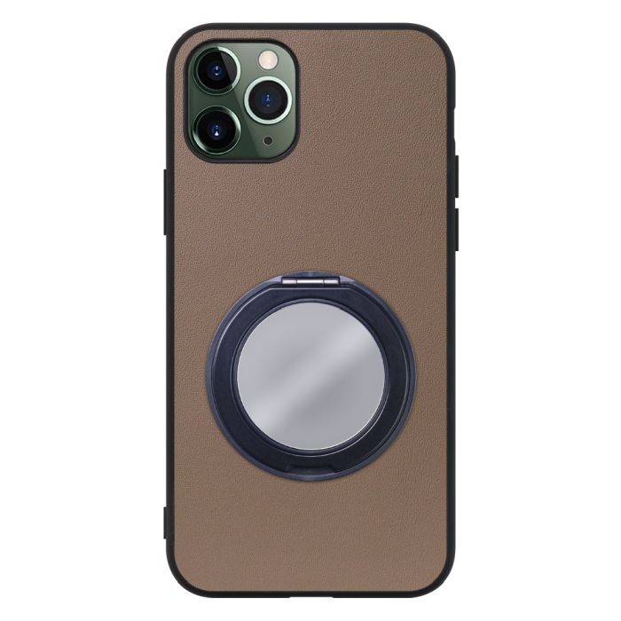[ LOOF RING-SHELL (ミラー Ver.) ] iPhone 11 Pro iPhone11pro 11pro スマホケース 背面 ケース カバー ミラー付きスマホリング スタンド 本革 レザー 落下防止  [ iPhone 11 Pro ]