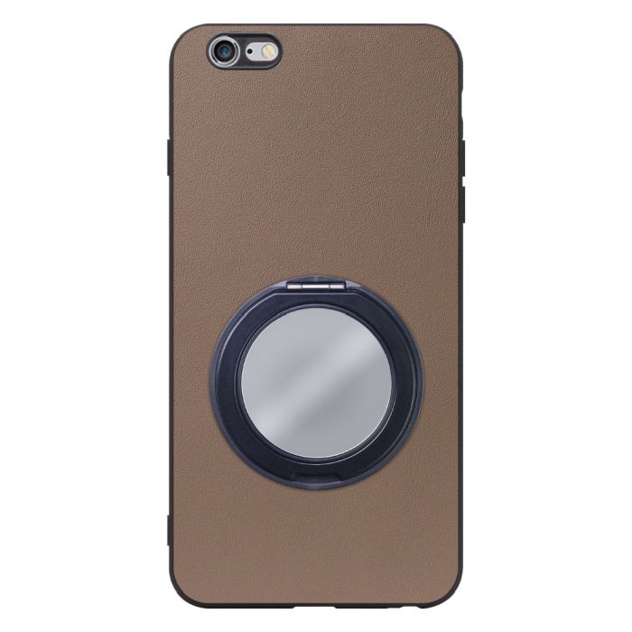 [ LOOF RING-SHELL (ミラー Ver.) ] iPhone 6 Plus / 6s Plus iphone6plus iphone6splus 6plus 6splus スマホケース 背面 ケース カバー ミラー付きスマホリング スタンド 本革 レザー 落下防止  [ iPhone 6 Plus / 6s Plus ]