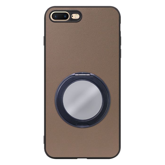 [ LOOF RING-SHELL (ミラー Ver.) ] iPhone 7 Plus / 8 Plus iphone7plus iphone8plus 7plus 8plus スマホケース 背面 ケース カバー ミラー付きスマホリング スタンド 本革 レザー 落下防止  [ iPhone 7 Plus / 8 Plus ]