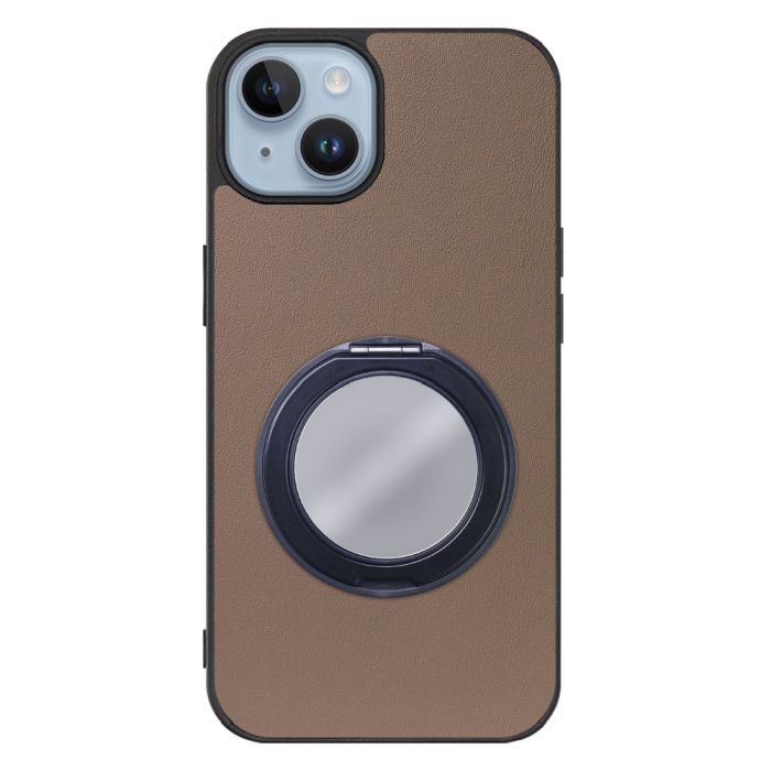[ LOOF RING-SHELL (ミラー Ver.) ] iPhone 14 iphone14 スマホケース 背面 ケース カバー ミラー付きスマホリング スタンド 本革 レザー 落下防止  [ iPhone 14 ]