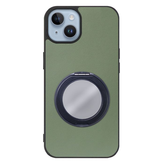 [ LOOF RING-SHELL (ミラー Ver.) ] iPhone 14 iphone14 スマホケース 背面 ケース カバー ミラー付きスマホリング スタンド 本革 レザー 落下防止  [ iPhone 14 ]
