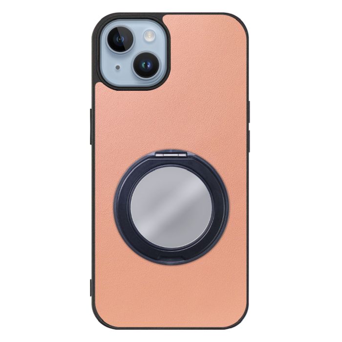 [ LOOF RING-SHELL (ミラー Ver.) ] iPhone 14 iphone14 スマホケース 背面 ケース カバー ミラー付きスマホリング スタンド 本革 レザー 落下防止  [ iPhone 14 ]
