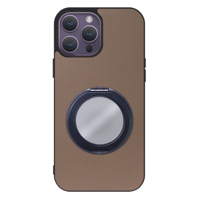 [ LOOF RING-SHELL (ミラー Ver.) ] iPhone 14 Pro Max iphone14promax 14promax プロマックス スマホケース 背面 ケース カバー ミラー付きスマホリング スタンド 本革 レザー 落下防止  [ iPhone 14 Pro Max ]