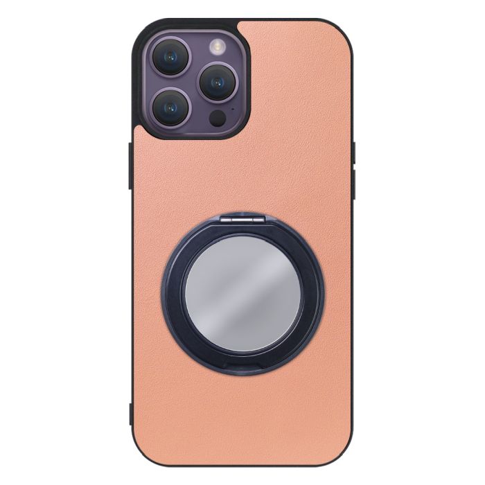 [ LOOF RING-SHELL (ミラー Ver.) ] iPhone 14 Pro Max iphone14promax 14promax プロマックス スマホケース 背面 ケース カバー ミラー付きスマホリング スタンド 本革 レザー 落下防止  [ iPhone 14 Pro Max ]