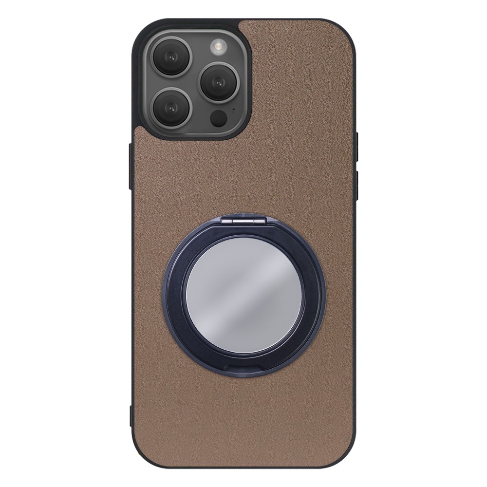 [ LOOF RING-SHELL (ミラー Ver.) ] iPhone 14 Pro iphone14pro 14pro プロ スマホケース 背面 ケース カバー ミラー付きスマホリング スタンド 本革 レザー 落下防止  [ iPhone 14 Pro ]