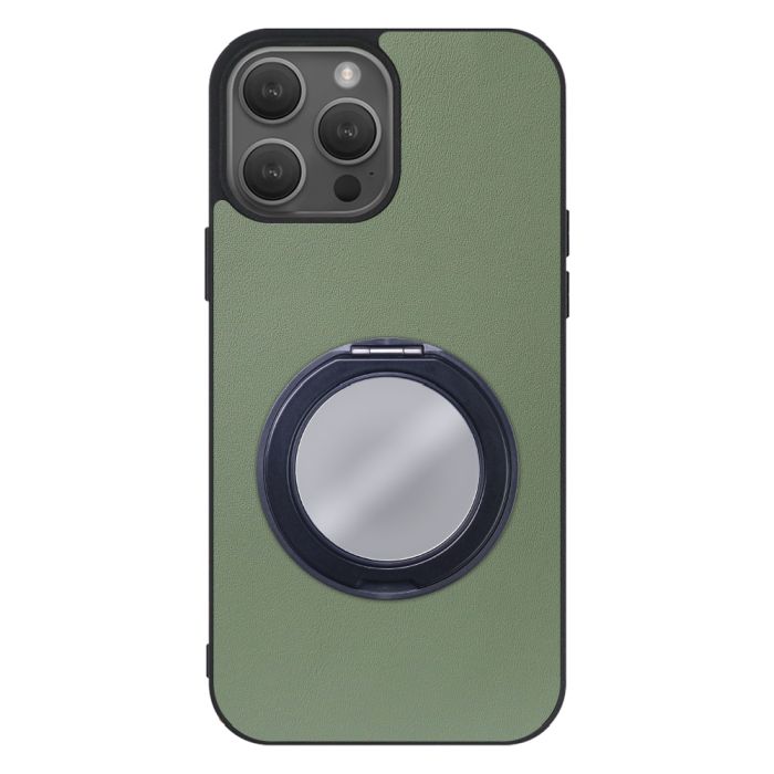 [ LOOF RING-SHELL (ミラー Ver.) ] iPhone 14 Pro iphone14pro 14pro プロ スマホケース 背面 ケース カバー ミラー付きスマホリング スタンド 本革 レザー 落下防止  [ iPhone 14 Pro ]