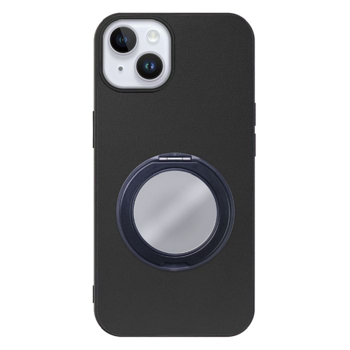 [ LOOF RING-SHELL (ミラー Ver.) ] iPhone 14 Plus iphone14plus 14plus 14+ プラス スマホケース 背面 ケース カバー ミラー付きスマホリング スタンド 本革 レザー 落下防止  [ iPhone 14 Plus ]
