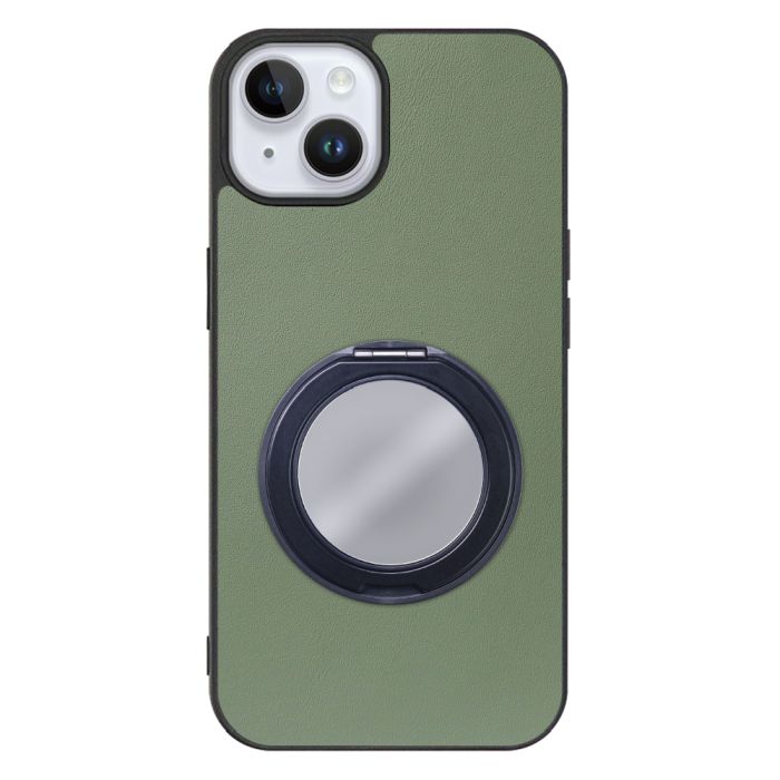 [ LOOF RING-SHELL (ミラー Ver.) ] iPhone 14 Plus iphone14plus 14plus 14+ プラス スマホケース 背面 ケース カバー ミラー付きスマホリング スタンド 本革 レザー 落下防止  [ iPhone 14 Plus ]