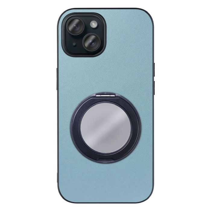 [ LOOF RING-SHELL (ミラー Ver.) ] iPhone 15 iPhone15 アイフォン15 iPhone 15 アイフォン 15 スマホケース 背面 ケース カバー ミラー付きスマホリング スタンド 本革 レザー 落下防止  [ iPhone 15 ]