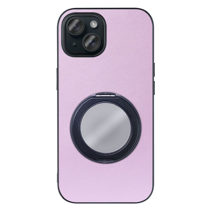 [ LOOF RING-SHELL (ミラー Ver.) ] iPhone 15 iPhone15 アイフォン15 iPhone 15 アイフォン 15 スマホケース 背面 ケース カバー ミラー付きスマホリング スタンド 本革 レザー 落下防止  [ iPhone 15 ]