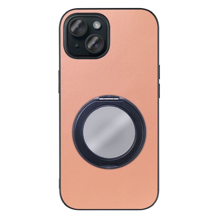 [ LOOF RING-SHELL (ミラー Ver.) ] iPhone 15 iPhone15 アイフォン15 iPhone 15 アイフォン 15 スマホケース 背面 ケース カバー ミラー付きスマホリング スタンド 本革 レザー 落下防止  [ iPhone 15 ]