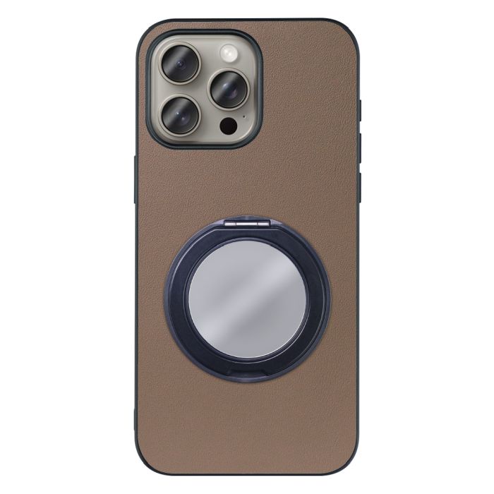 [ LOOF RING-SHELL (ミラー Ver.) ] iPhone 15 Pro Max iPhone15 Pro Max アイフォン15 プロ マックス iPhone 15 15ProMax アイフォン 15 スマホケース 背面 ケース カバー ミラー付きスマホリング スタンド 本革 レザー 落下防止  [ iPhone 15 Pro Max ]
