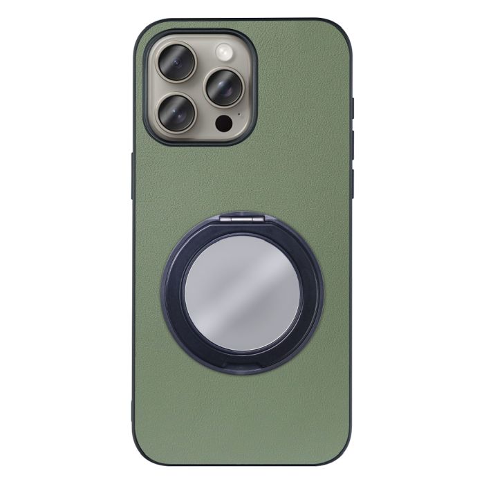 [ LOOF RING-SHELL (ミラー Ver.) ] iPhone 15 Pro Max iPhone15 Pro Max アイフォン15 プロ マックス iPhone 15 15ProMax アイフォン 15 スマホケース 背面 ケース カバー ミラー付きスマホリング スタンド 本革 レザー 落下防止  [ iPhone 15 Pro Max ]