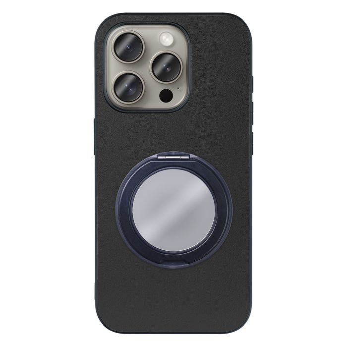 [ LOOF RING-SHELL (ミラー Ver.) ] iPhone 15 Pro iPhone15 Pro アイフォン15 プロ iPhone 15 Pro 15Pro アイフォン 15 スマホケース 背面 ケース カバー ミラー付きスマホリング スタンド 本革 レザー 落下防止  [ iPhone 15 Pro ]