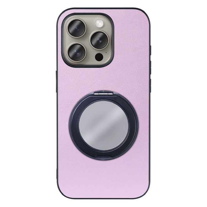 [ LOOF RING-SHELL (ミラー Ver.) ] iPhone 15 Pro iPhone15 Pro アイフォン15 プロ iPhone 15 Pro 15Pro アイフォン 15 スマホケース 背面 ケース カバー ミラー付きスマホリング スタンド 本革 レザー 落下防止  [ iPhone 15 Pro ]