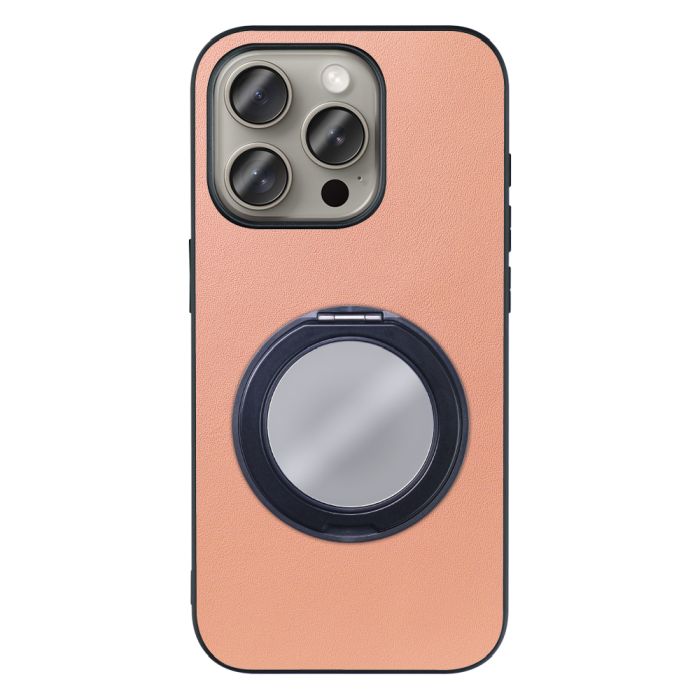[ LOOF RING-SHELL (ミラー Ver.) ] iPhone 15 Pro iPhone15 Pro アイフォン15 プロ iPhone 15 Pro 15Pro アイフォン 15 スマホケース 背面 ケース カバー ミラー付きスマホリング スタンド 本革 レザー 落下防止  [ iPhone 15 Pro ]