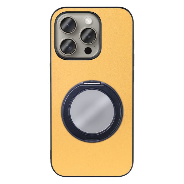 [ LOOF RING-SHELL (ミラー Ver.) ] iPhone 15 Pro iPhone15 Pro アイフォン15 プロ iPhone 15 Pro 15Pro アイフォン 15 スマホケース 背面 ケース カバー ミラー付きスマホリング スタンド 本革 レザー 落下防止  [ iPhone 15 Pro ]