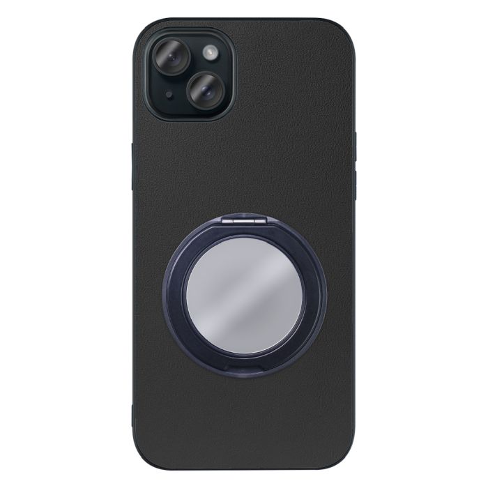 [ LOOF RING-SHELL (ミラー Ver.) ] iPhone 15 Plus iPhone15 Plus アイフォン15 プラス iPhone 15 Plus 15Plus アイフォン 15 スマホケース 背面 ケース カバー ミラー付きスマホリング スタンド 本革 レザー 落下防止  [ iPhone 15 Plus ]