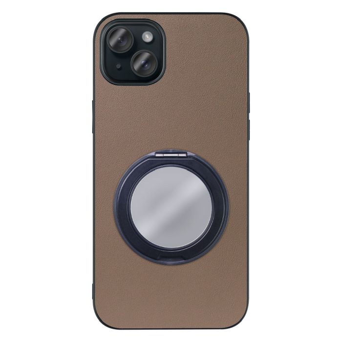 [ LOOF RING-SHELL (ミラー Ver.) ] iPhone 15 Plus iPhone15 Plus アイフォン15 プラス iPhone 15 Plus 15Plus アイフォン 15 スマホケース 背面 ケース カバー ミラー付きスマホリング スタンド 本革 レザー 落下防止  [ iPhone 15 Plus ]