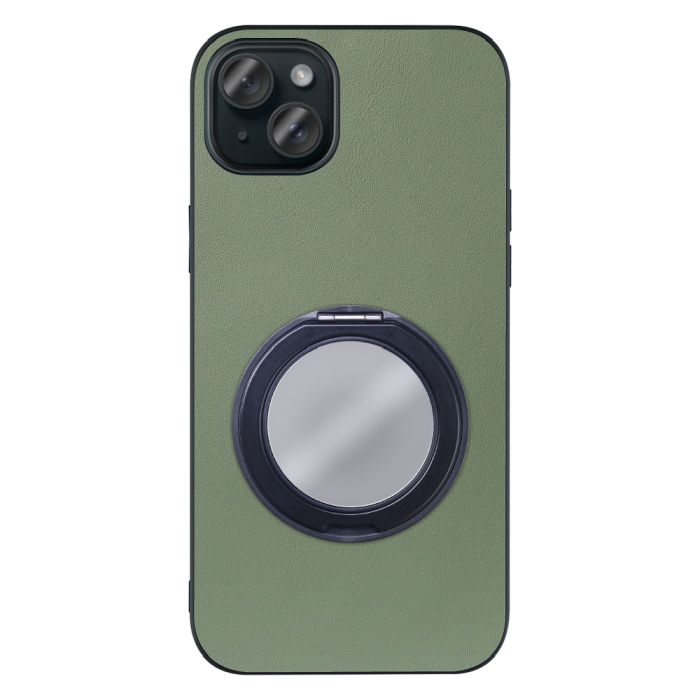 [ LOOF RING-SHELL (ミラー Ver.) ] iPhone 15 Plus iPhone15 Plus アイフォン15 プラス iPhone 15 Plus 15Plus アイフォン 15 スマホケース 背面 ケース カバー ミラー付きスマホリング スタンド 本革 レザー 落下防止  [ iPhone 15 Plus ]