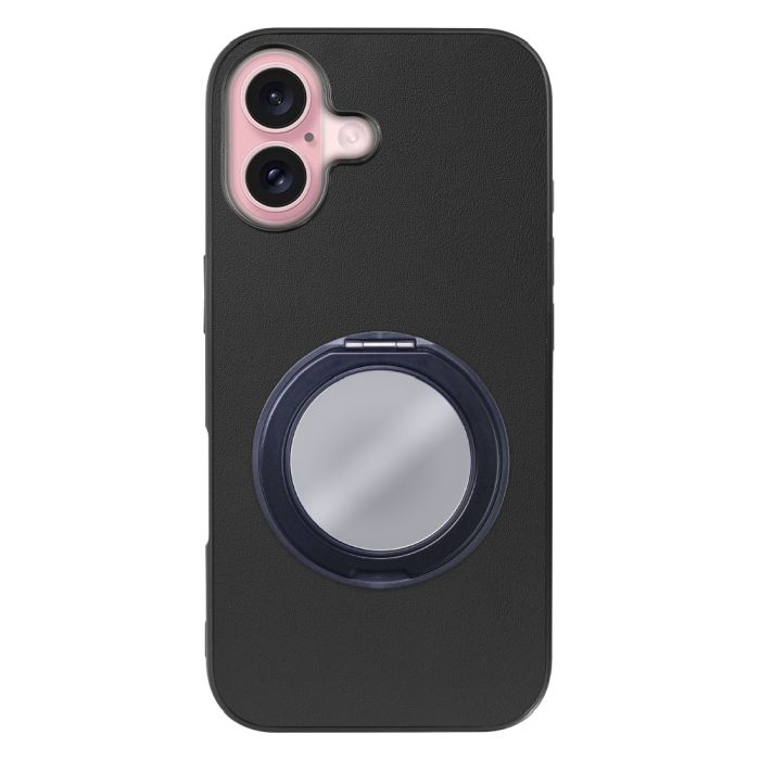 [ LOOF RING-SHELL (ミラー Ver.) ] iPhone 16 iPhone16 アイフォン16 iPhone 16 アイフォン 16 スマホケース 背面 ケース カバー ミラー付きスマホリング スタンド 本革 レザー 落下防止  [ iPhone 16 ]