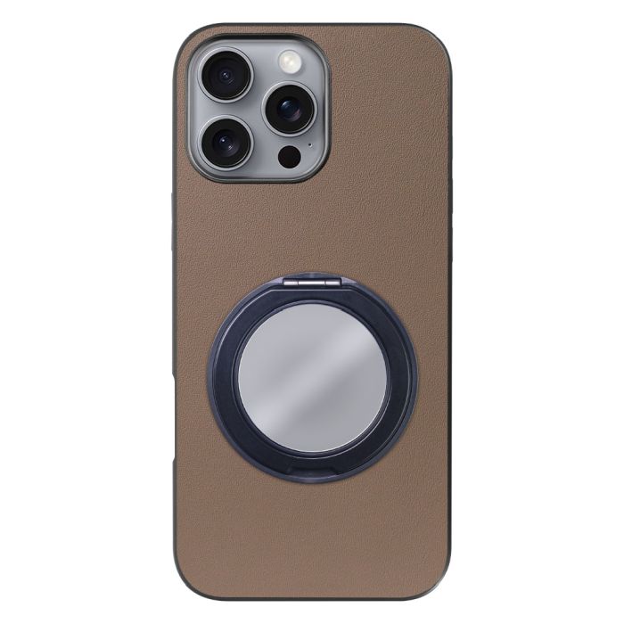 [ LOOF RING-SHELL (ミラー Ver.) ] iPhone 16 Pro Max iPhone16 Pro Max アイフォン16 プロ マックス iPhone 16 16ProMax アイフォン 16 スマホケース 背面 ケース カバー ミラー付きスマホリング スタンド 本革 レザー 落下防止  [ iPhone 16 Pro Max ]
