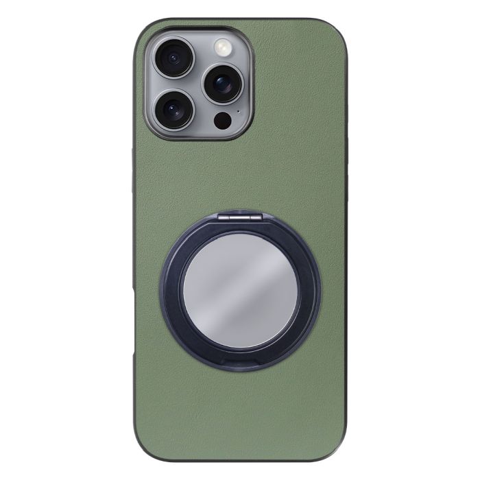 [ LOOF RING-SHELL (ミラー Ver.) ] iPhone 16 Pro Max iPhone16 Pro Max アイフォン16 プロ マックス iPhone 16 16ProMax アイフォン 16 スマホケース 背面 ケース カバー ミラー付きスマホリング スタンド 本革 レザー 落下防止  [ iPhone 16 Pro Max ]
