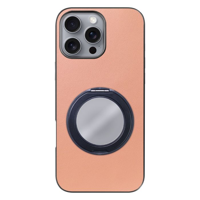[ LOOF RING-SHELL (ミラー Ver.) ] iPhone 16 Pro Max iPhone16 Pro Max アイフォン16 プロ マックス iPhone 16 16ProMax アイフォン 16 スマホケース 背面 ケース カバー ミラー付きスマホリング スタンド 本革 レザー 落下防止  [ iPhone 16 Pro Max ]