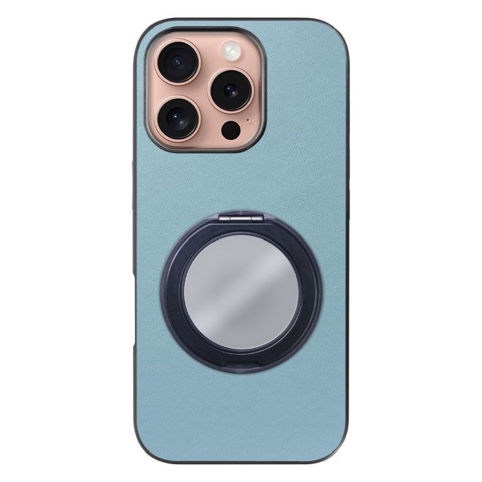 [ LOOF RING-SHELL (ミラー Ver.) ] iPhone 16 Pro アイフォン16 プロ スマホケース 背面 ケース カバー ミラー付きスマホリング スタンド 本革 レザー 落下防止  [ iPhone 16 Pro ]