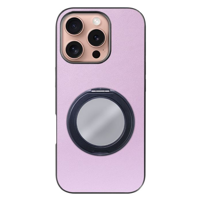 [ LOOF RING-SHELL (ミラー Ver.) ] iPhone 16 Pro アイフォン16 プロ スマホケース 背面 ケース カバー ミラー付きスマホリング スタンド 本革 レザー 落下防止  [ iPhone 16 Pro ]