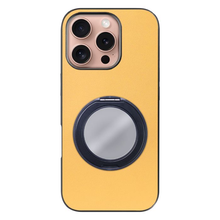 [ LOOF RING-SHELL (ミラー Ver.) ] iPhone 16 Pro アイフォン16 プロ スマホケース 背面 ケース カバー ミラー付きスマホリング スタンド 本革 レザー 落下防止  [ iPhone 16 Pro ]