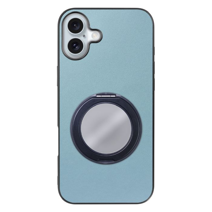 [ LOOF RING-SHELL (ミラー Ver.) ] iPhone 16 Plus アイフォン16 プラス スマホケース 背面 ケース カバー ミラー付きスマホリング スタンド 本革 レザー 落下防止  [ iPhone 16 Plus ]