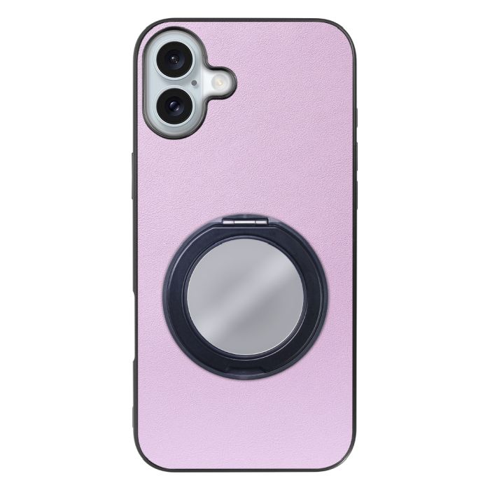 [ LOOF RING-SHELL (ミラー Ver.) ] iPhone 16 Plus アイフォン16 プラス スマホケース 背面 ケース カバー ミラー付きスマホリング スタンド 本革 レザー 落下防止  [ iPhone 16 Plus ]