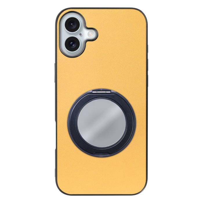 [ LOOF RING-SHELL (ミラー Ver.) ] iPhone 16 Plus アイフォン16 プラス スマホケース 背面 ケース カバー ミラー付きスマホリング スタンド 本革 レザー 落下防止  [ iPhone 16 Plus ]