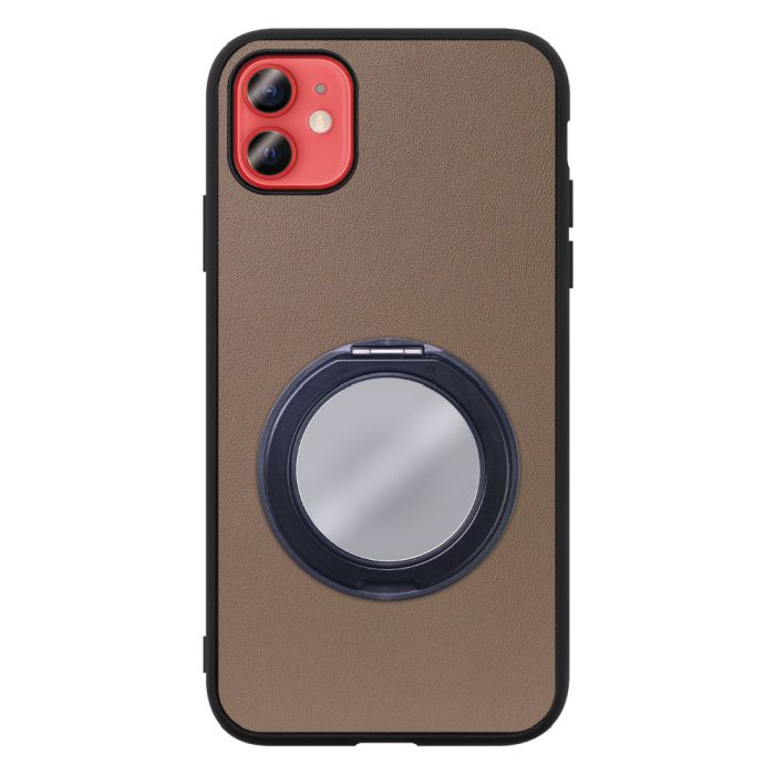 [ LOOF RING-SHELL (ミラー Ver.) ] iPhone 12 mini iphone12mini 12mini 12ミニ スマホケース 背面 ケース カバー ミラー付きスマホリング スタンド 本革 レザー 落下防止  [ iPhone 12 mini ]